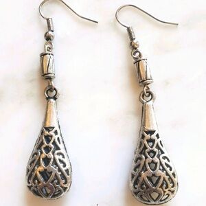 Moroccan Inspired Silver Teardrop Earrings